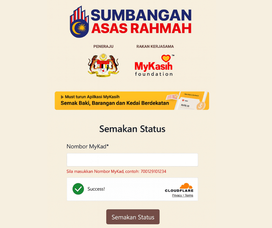 semakan status MyKasih