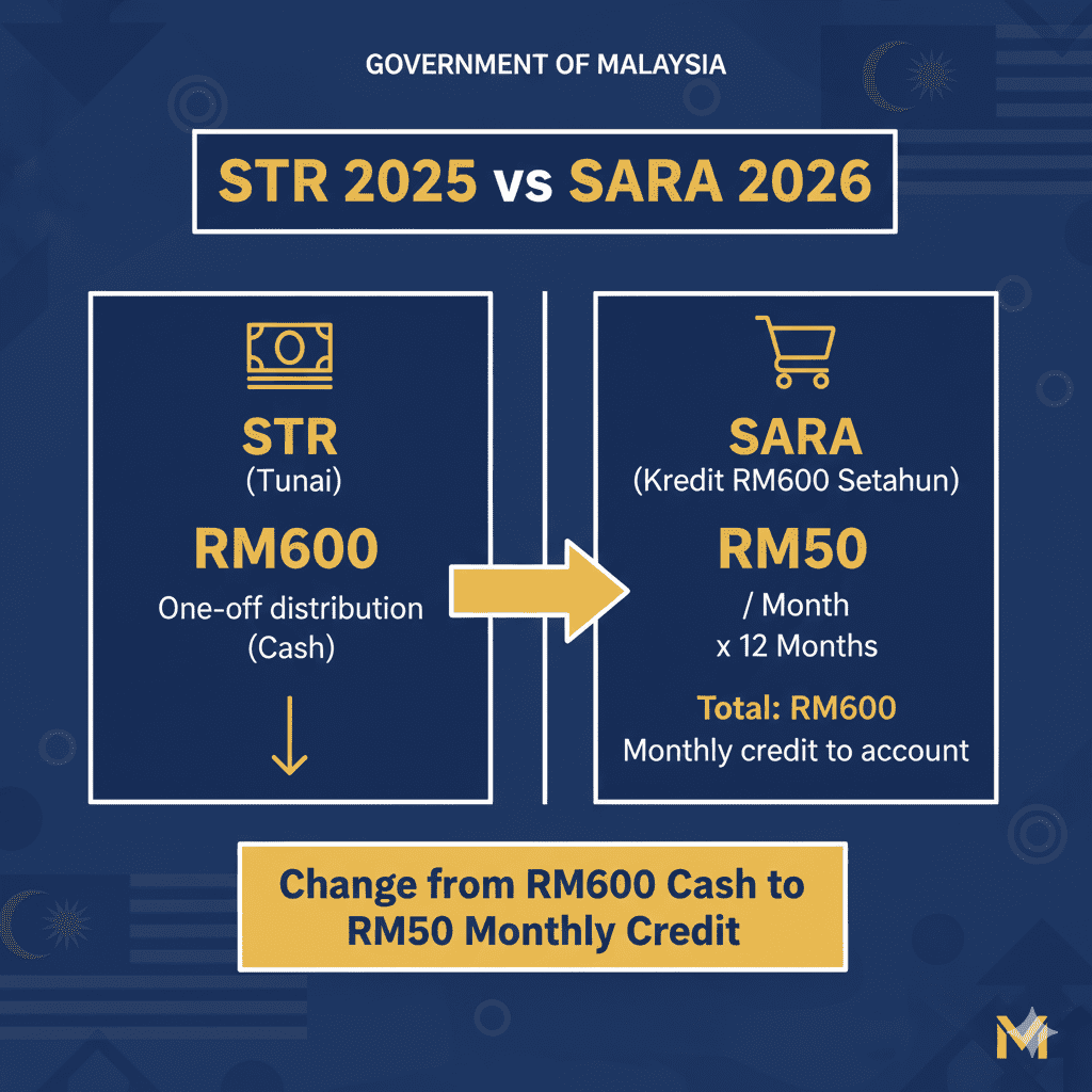STR Bujang 2026 Mansuh: STR Bujang Digantikan Dengan SARA RM600 2 STR Bujang 2026 Mansuh