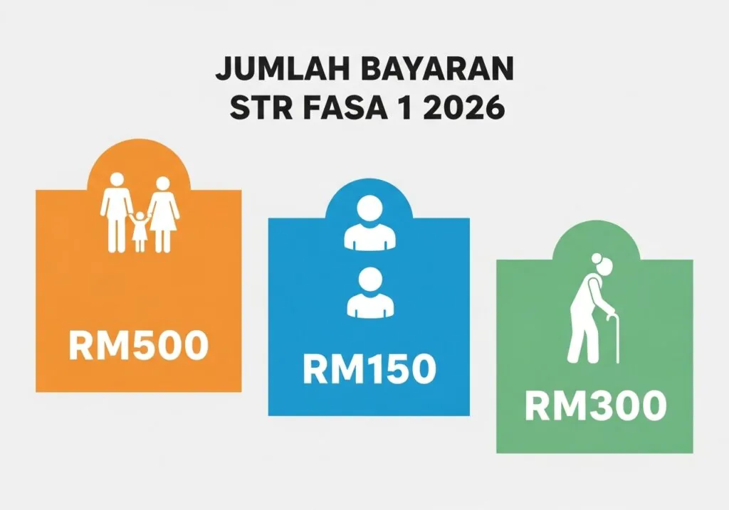 PMX Umum STR Fasa 1 2026 Dibayar 20 Januari | Semak Status, Tarikh & Jumlah Bayaran 3 Jumlah Bayaran STR Fasa 1