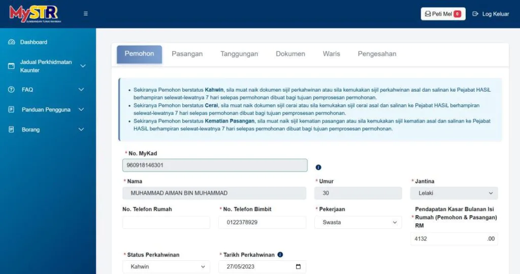 CARA KEMASKINI STR 2026 MAKLUMAT ANDA SEGERA SUPAYA NAMA TIDAK TERCICIR 4 Kemas Kini Maklumat Pemohon