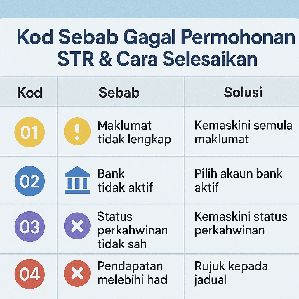 Kod Sebab Kegagalan Aplikasi STR