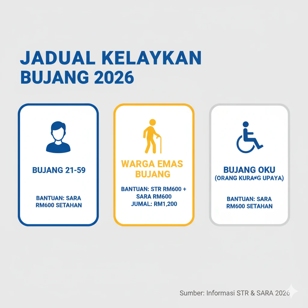 kelayakan str bujang 2026